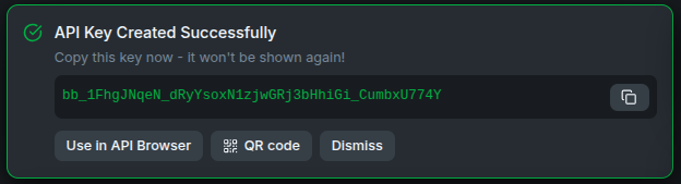 API key QR code button