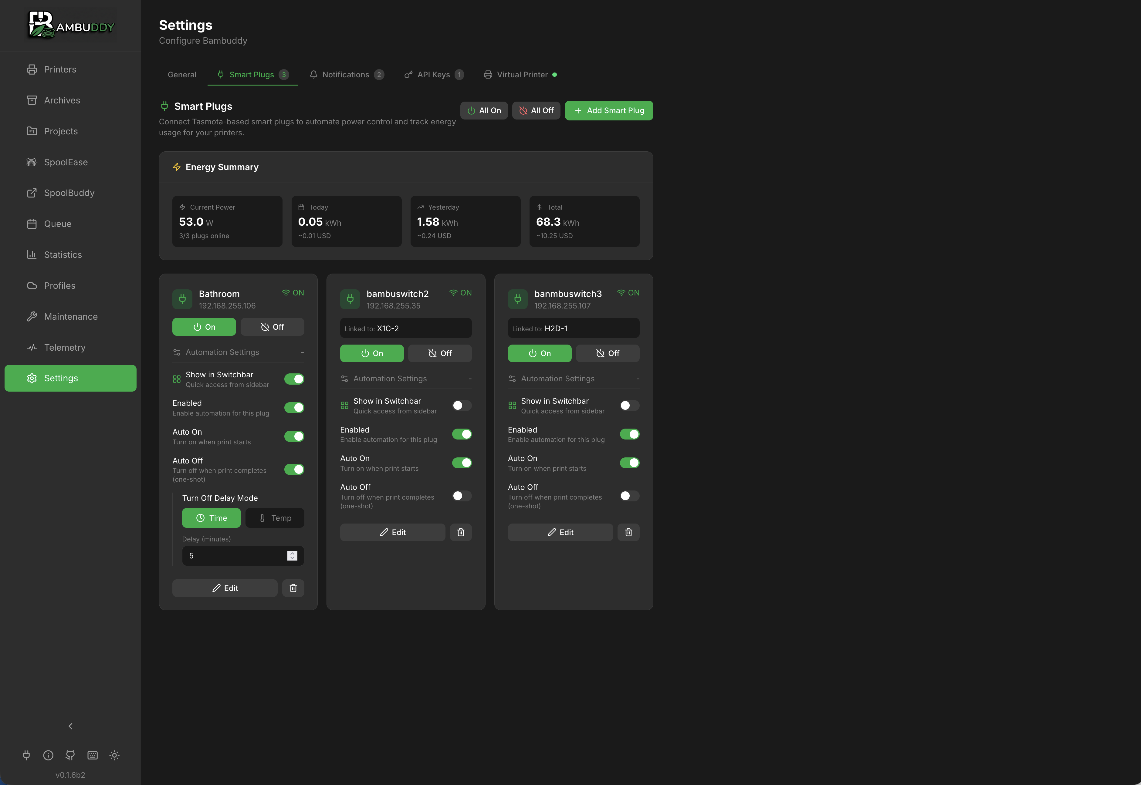 Smart Plugs Settings